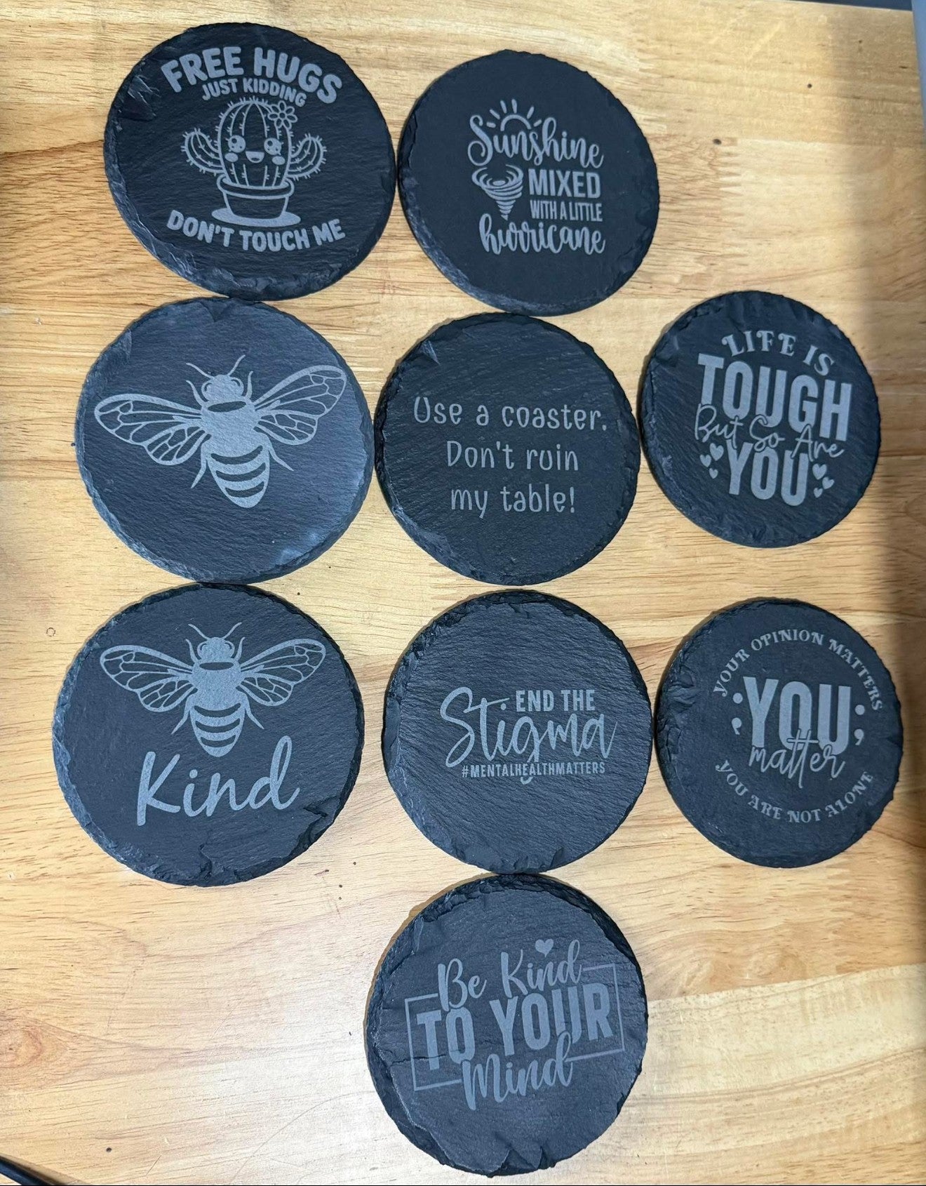 Black slate coasters