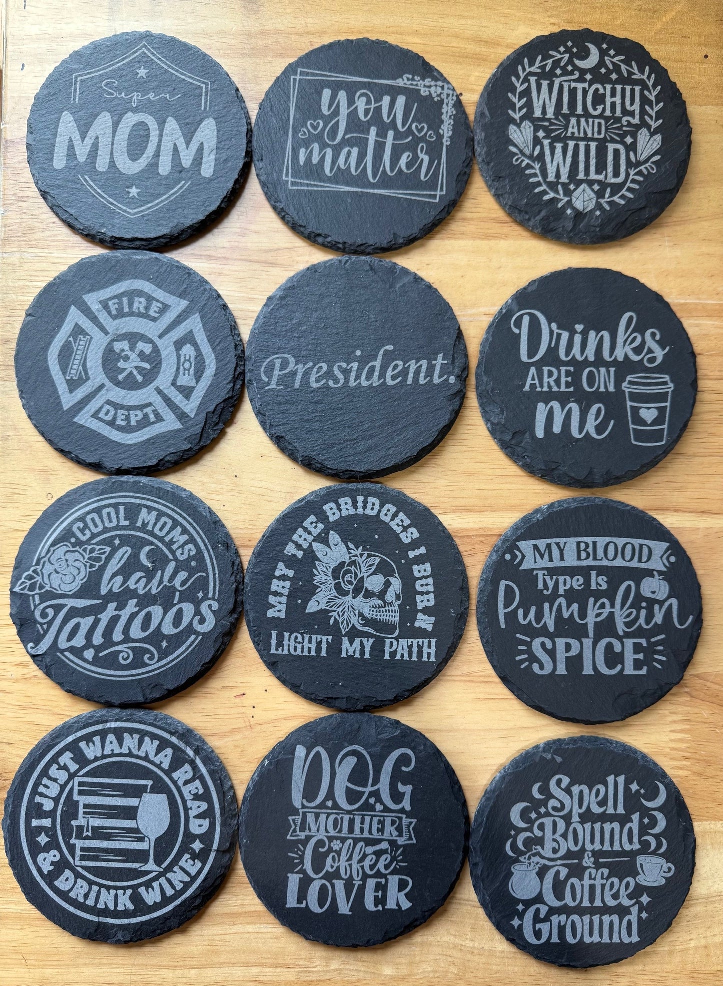 Black slate coasters