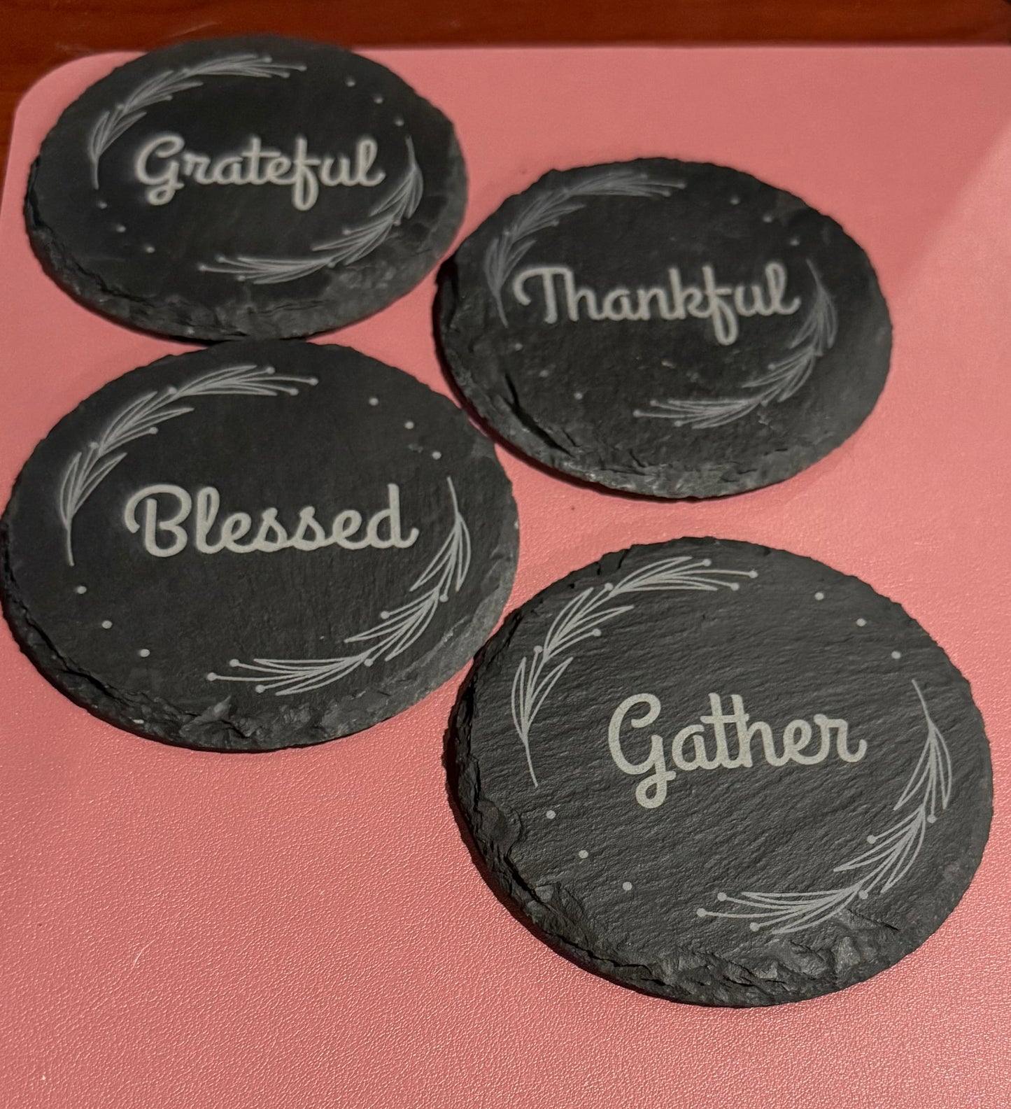 Black slate coasters