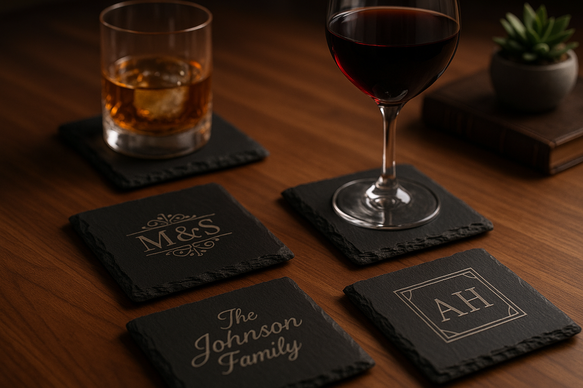 Custom Black Slate Coasters — Stylish, Functional, Personalized
